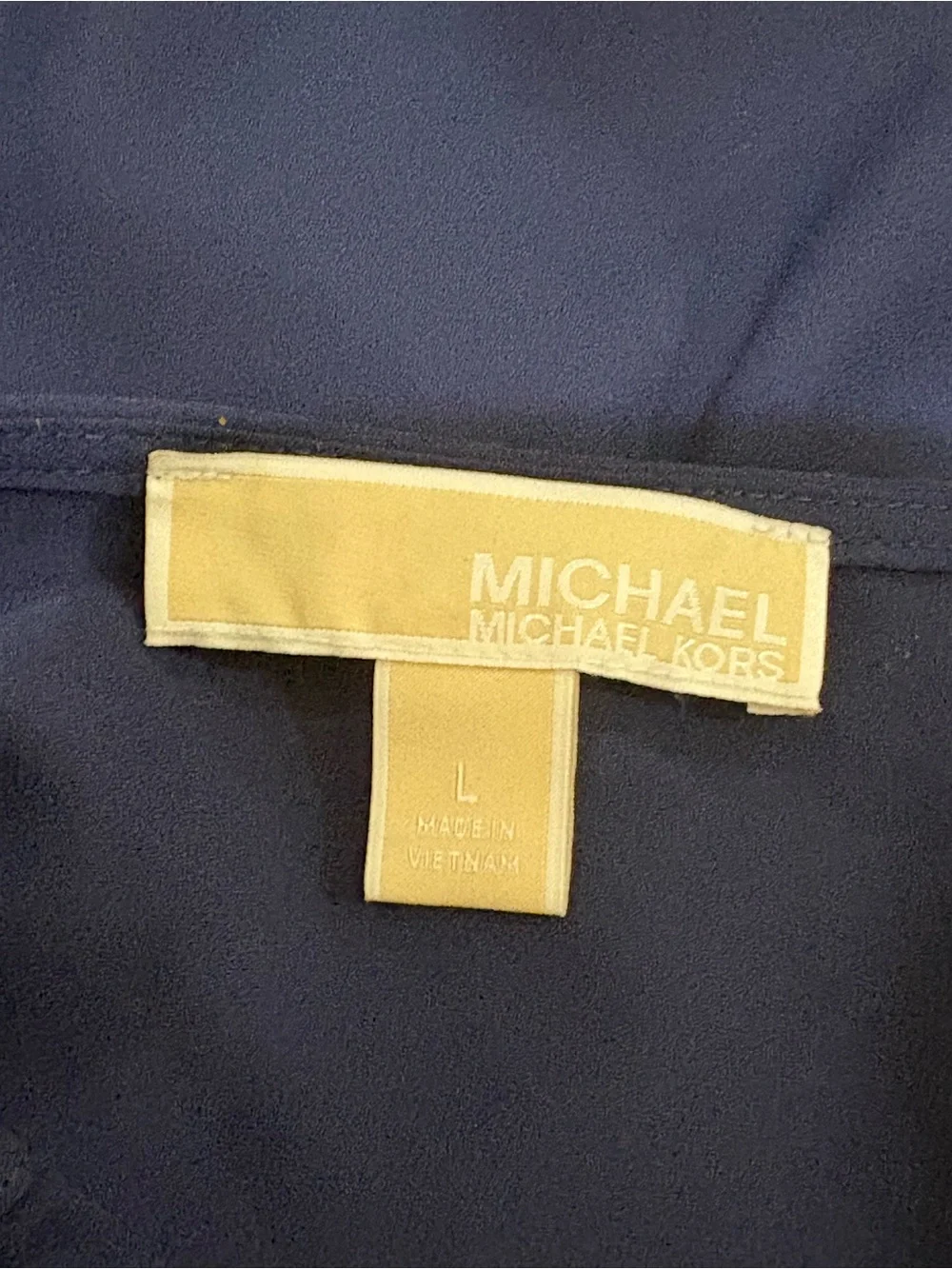Michael Kors Navy Gold Zip V-Neck Blouse